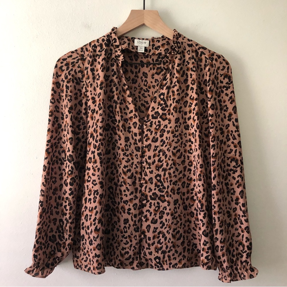 J. Crew Cheetah Print Button Down Blouse XS